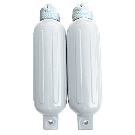Seachoice Twin Eye Fender Kit in white – premium marine-grade vinyl boat fender with mounting lines