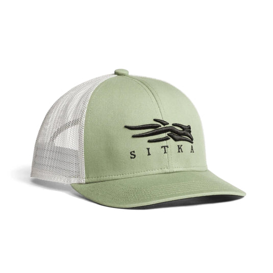 Sitka Icon Mid Pro Trucker Hat – structured mesh-back snapback cap with SITKA logo and adjustable fit