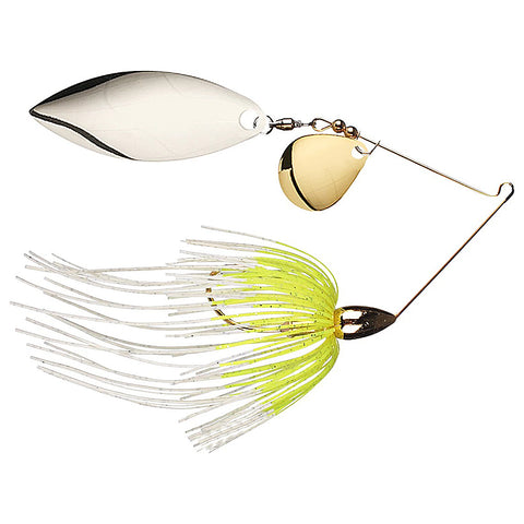War Eagle Gold Screamin Eagle Double Colorado Willow Spinnerbaits - White Chartreuse Reverse Blades