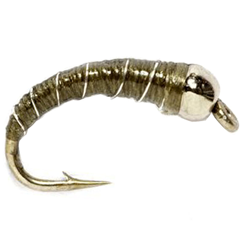 Load image into Gallery viewer, Umpqua Tungsten Zebra Midge Flies - Olive and Gold