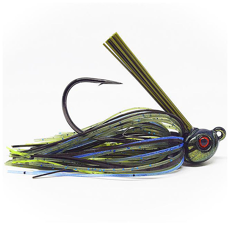 Load image into Gallery viewer, Talon Custom Billy Mac Fishing Jigs - Green Pumpkin Blue