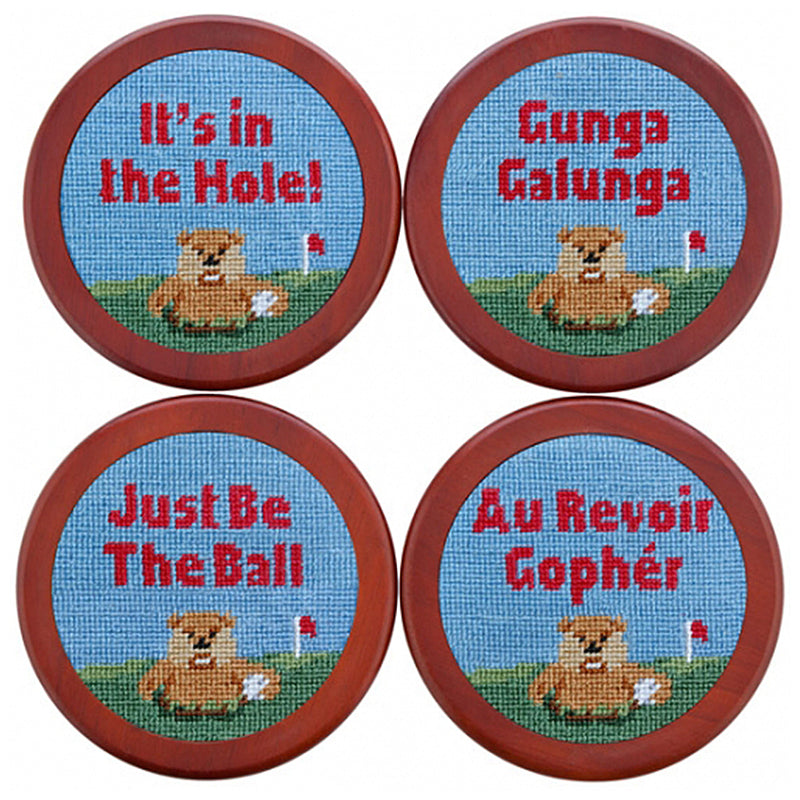 Load image into Gallery viewer, Smathers & Branson Needlepoint Coaster Set - Gopher Golf