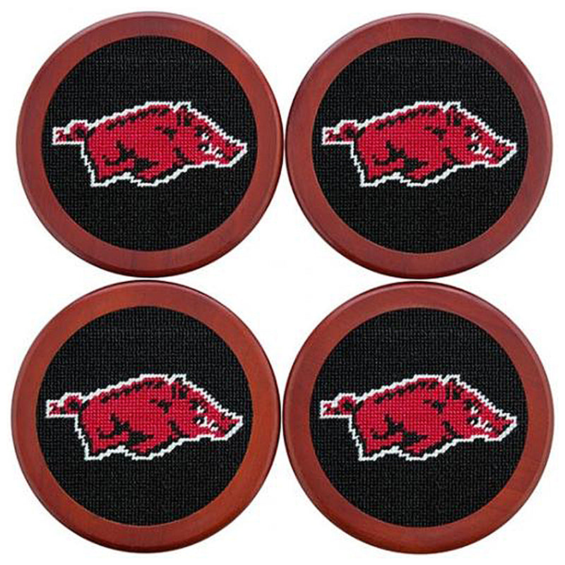 Load image into Gallery viewer, Smathers & Branson Needlepoint Coaster Set - Arkansas Razorback