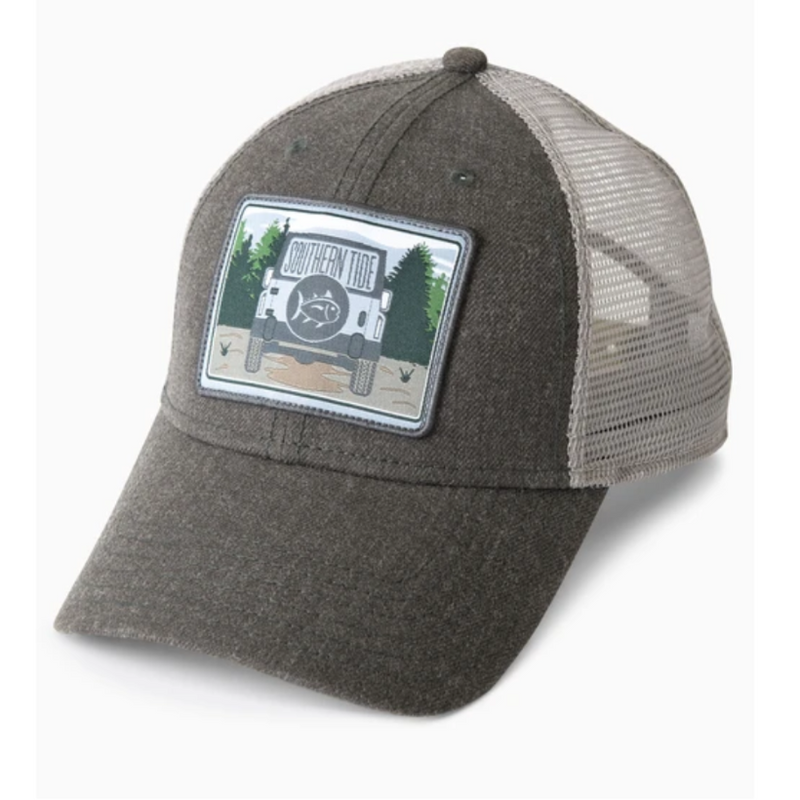 Load image into Gallery viewer, Southern Tide Waxed Off-Road Patch Trucker Hat - Heather Dark Gray