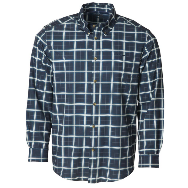 Load image into Gallery viewer, Banded Hustle Performance Button Up Shirts - Dark Denim Plaid
