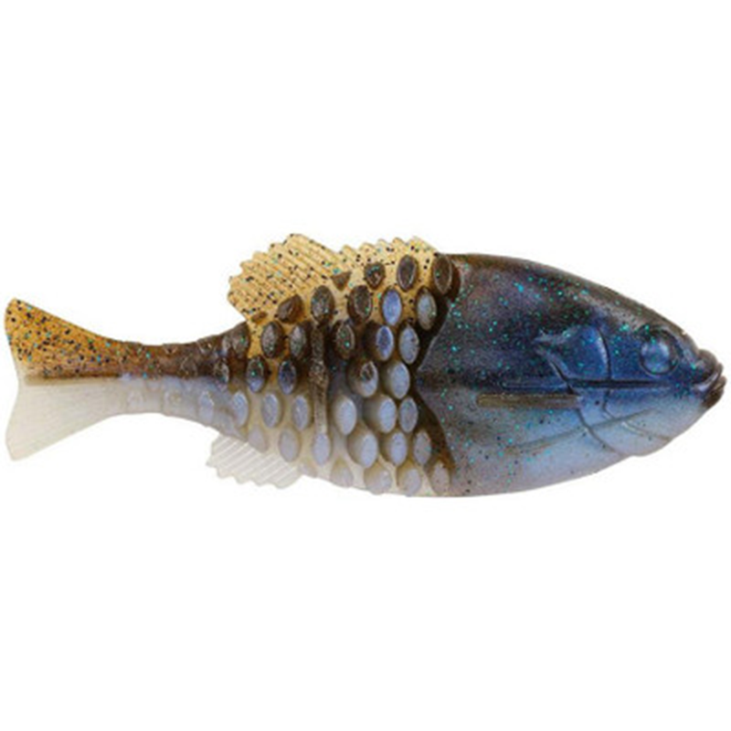 Load image into Gallery viewer, Berkley Powerbait Gilly Swimbaits IKE's Green Pumpkin Blue Flash