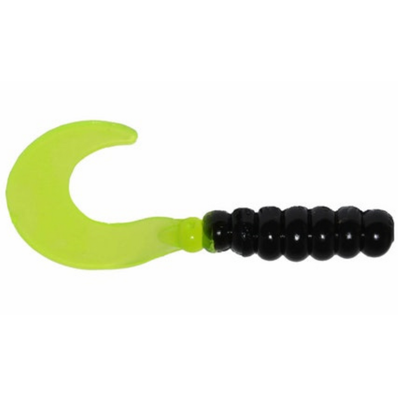 Load image into Gallery viewer, Big Bite Bait Fat Grubs - Black Chartreuse