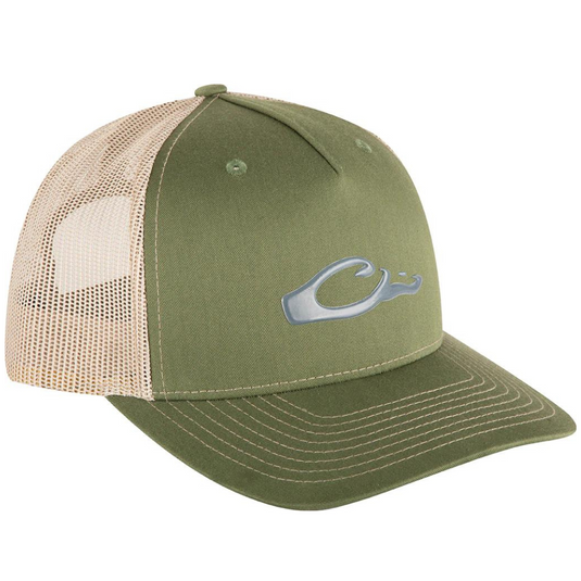 Drake Waterfowl 5-Panel Slick Logo Hat - Army Olive Tan