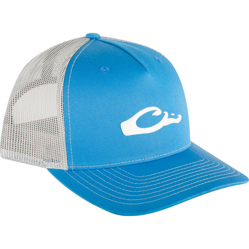 Load image into Gallery viewer, Drake Waterfowl 5-Panel Slick Logo Hat - Cobalt Silver
