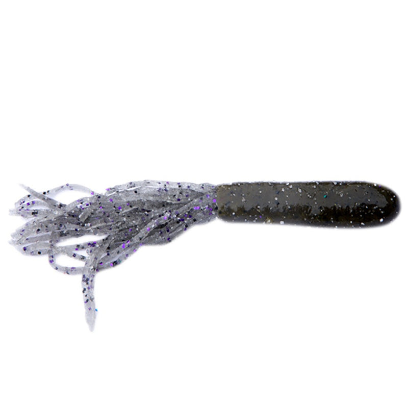 Load image into Gallery viewer, Right Bite Baits Small Salty Tube - Green Pumpkin Smoke Purple Trail