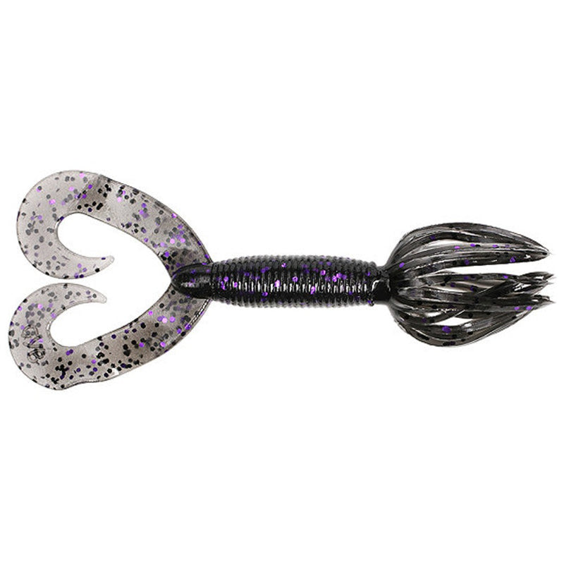 Load image into Gallery viewer, Yamamoto-Double-Tail-Hula-Grub-Smoke-Black-Purple