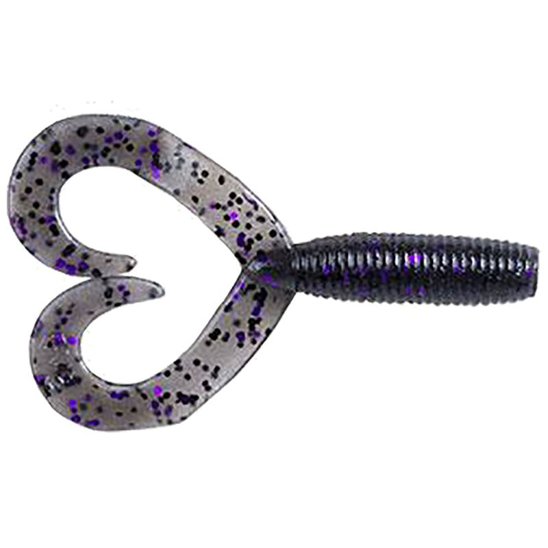 Load image into Gallery viewer, Yamamoto-Double-Tail-Grub-SMOKE-BLACK-PURPLE-FLAKE