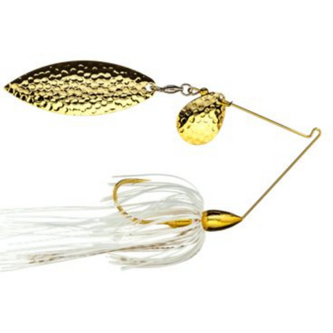 War Eagle Hammered Gold Frame Colorado Willow Blades Spinnerbaits - Hot White Chartreuse
