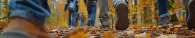 people walking with different styles of outdoor footwear