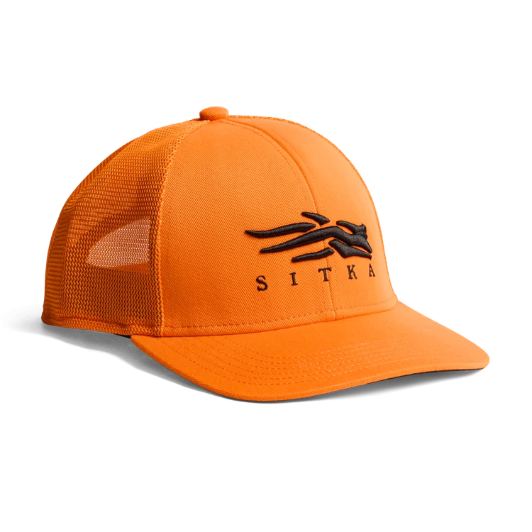 Load image into Gallery viewer, Orange cap with black logo on a white background
