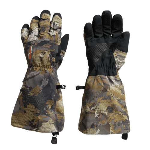 Camouflage hunting gloves on a white background