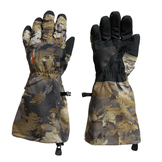 Camouflage hunting gloves on a white background