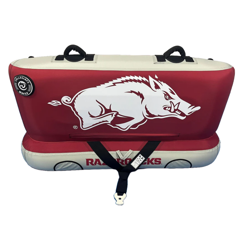 Load image into Gallery viewer, &quot;Arkansas &#39;The Captain&#39; Towable Tube – 2-Person Inflatable Water Tube with Razorbacks Logo and Dual Tow Points&quot;


