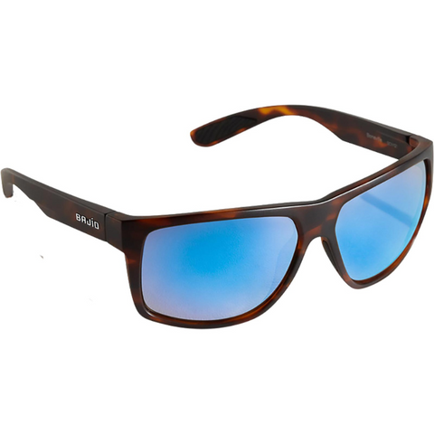 Bajio Boneville Sunglasses - Black Matte Frames with Permit Green Plastic Mirror Lens
