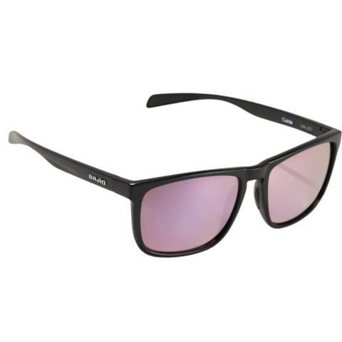 Bajio Calda Sunglasses - Black Matte Frames with Pink Plastic Lens