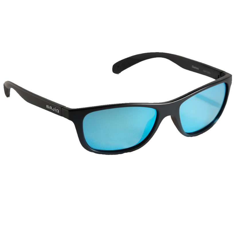 Bajio Gates Sunglasses - Black Matte Frames with Blue Lens