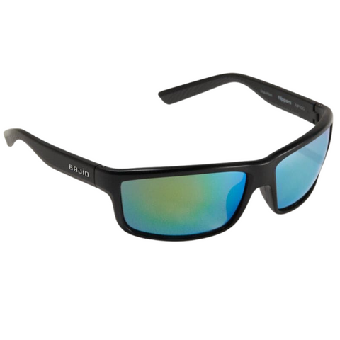 Bajio Nippers Sunglasses - Black Matte Frames with Green Mirror Glass Lens