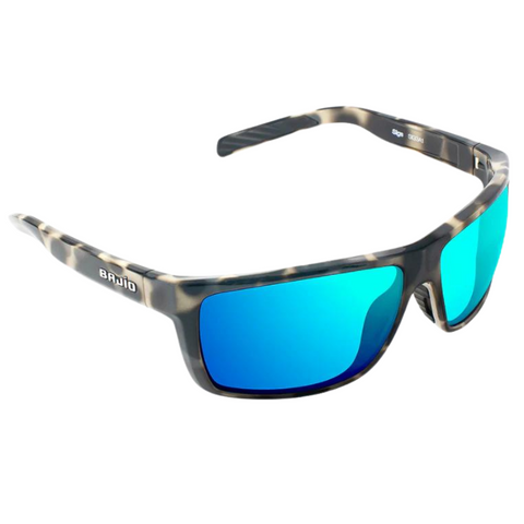 Bajio Sigs Sunglasses - Ivory Tortoise Gloss Frames and Blue Mirror Lens