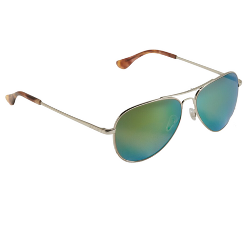 Bajio Soldado Sunglasses - Silver Gloss Frames with Blue Glass Lens