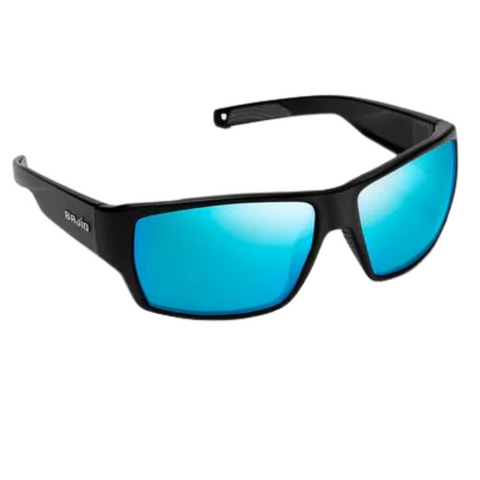 Bajio Vega Sunglasses - Black Matte Frames with Blue Mirror Lens