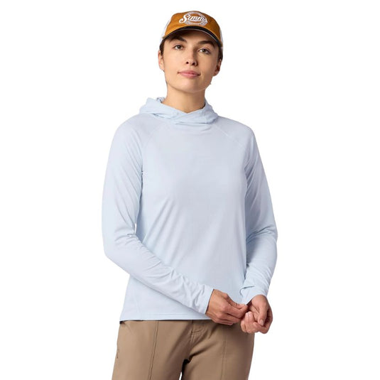 Simms Women's SolarFlex Hoody - Bimini Blue - Woman wearing shirt