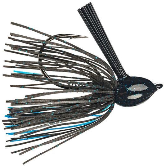 Strike King Hack Attack Fluorocarbon Flipping Jig for bass fishing in heavy cover - Black Blue