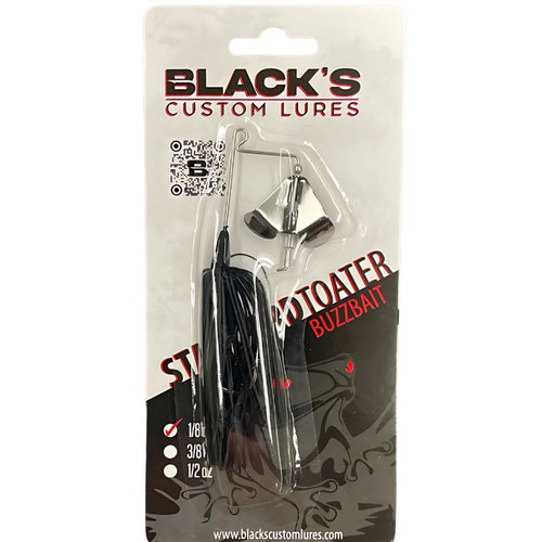 Black's Custom Lures Non-Clacking Toad Toater Buzzbaits - Black Skirt with Black Nickel Blade