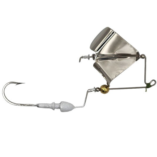 Brazalo Custom Lures Bushwhacker Buzzbaits - White with Nickle Blade