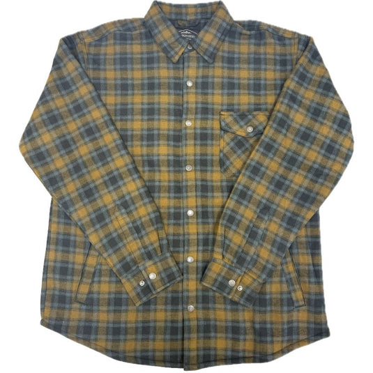 Canyon Guide Outfitters Fleece Lined Flannel Button Up Jacket - Orange and Blue