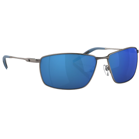 Costa Turret Sunglasses - Matte Dark Gunmetal Frames with Blue Mirror Lens
