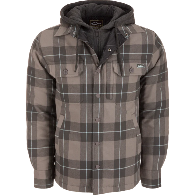 Load image into Gallery viewer, Drake The Campfire Flannel Hoodie - Pewter
