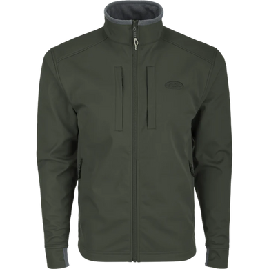 Green jacket with a brand logo on a white background