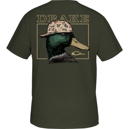 Drake Waterfowl Back Cap Mallard T-Shirt - Deep Depth Dark Heather