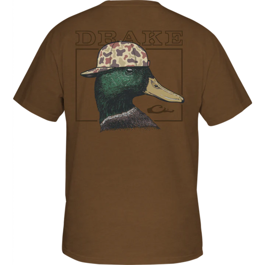 Drake Waterfowl Back Cap Mallard T-Shirt - Golden Pecan Dark Heather