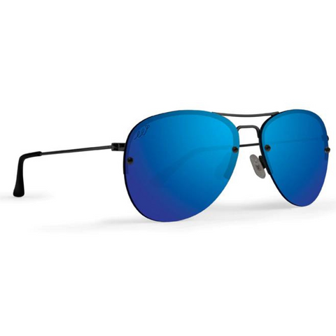 Epoch Emerson Sunglasses - Black Frames with Blue/Purple Mirror Lens
