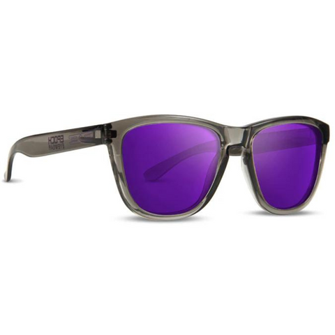 Epoch Eyewear LXE Sunglasses - Translucent Shiny Gray Frames with Polarized Purple Mirror Lens