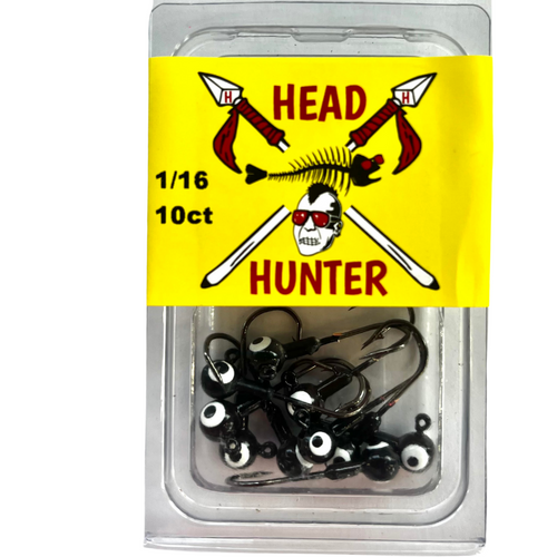 Head Hunter Painted Round Jig Heads - Black - 1-16oz