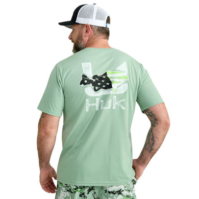 Huk Fish Flag T-Shirts - Fog Green - Back View