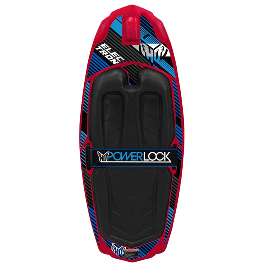 Hyperlite HO Electron Kneeboard with Powerlock strap and diamond tip, shown on water with padded knee support