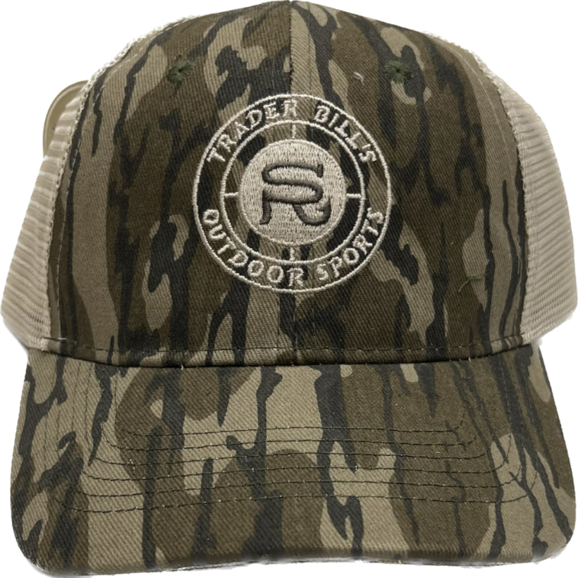 Trader Bill's Outdoors Embroidered Trucker Hats - Mossy Oak Bottomland Khaki