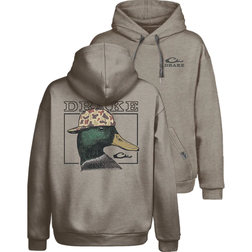 Drake Waterfowl Back Cap Mallard Graphic Hoodie - Island Fossil Light Heather