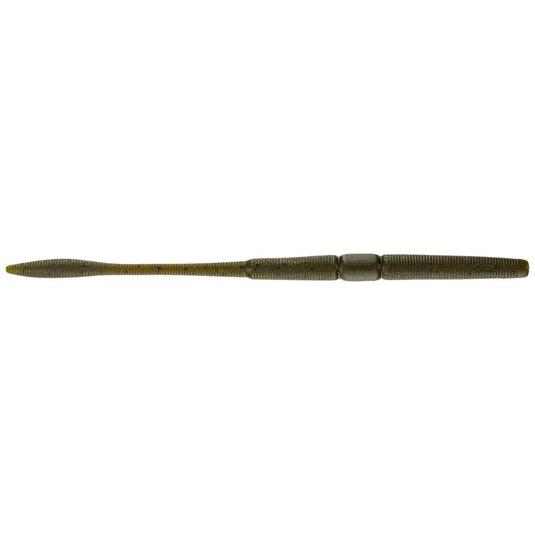 Big Bite Baits Drew Gill Nekorama Worms - Matte Green Pumpkin w/ Black Flake