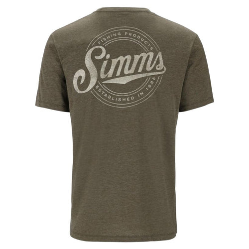 Simms Mens Circle Lockup T-Shirt - Military Heather - Back View