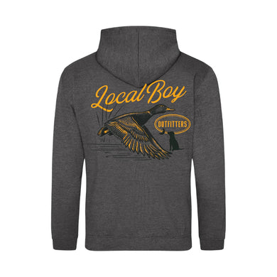 Local Boy Outfitters Brushwood Hoodie – Moonlit Mallard in light gray with kangaroo pocket and chest logo