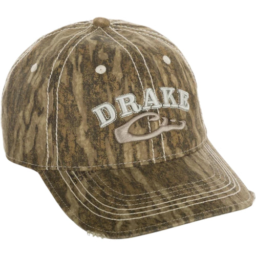Drake Distressed 6-Panel Hat – Weathered Cotton Ball Cap with Hook and Loop Closure for Adjustable Fit